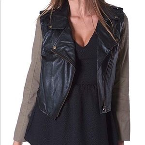 LUSH Two tone leather/utility jacket